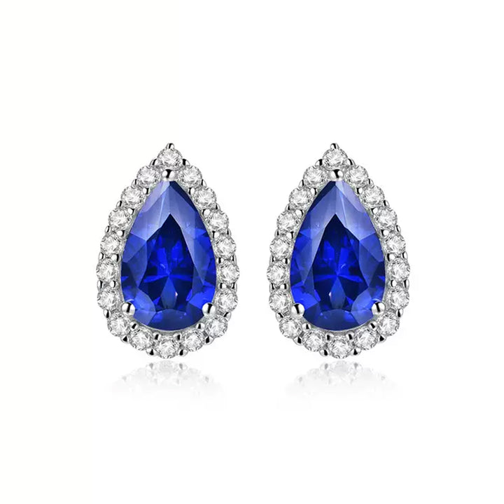 Siliice Jewelry - Sapphire Series -  Royal Blue Earrings Teardrop-shaped Lab-grown Gemstones For Women