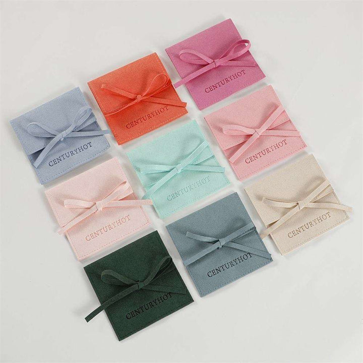 100pcs Custom Microfiber Jewelry Pouch – Envelope-Style with Strap Closure & Custom Logo for Rings, Earrings & Necklaces Wholesale