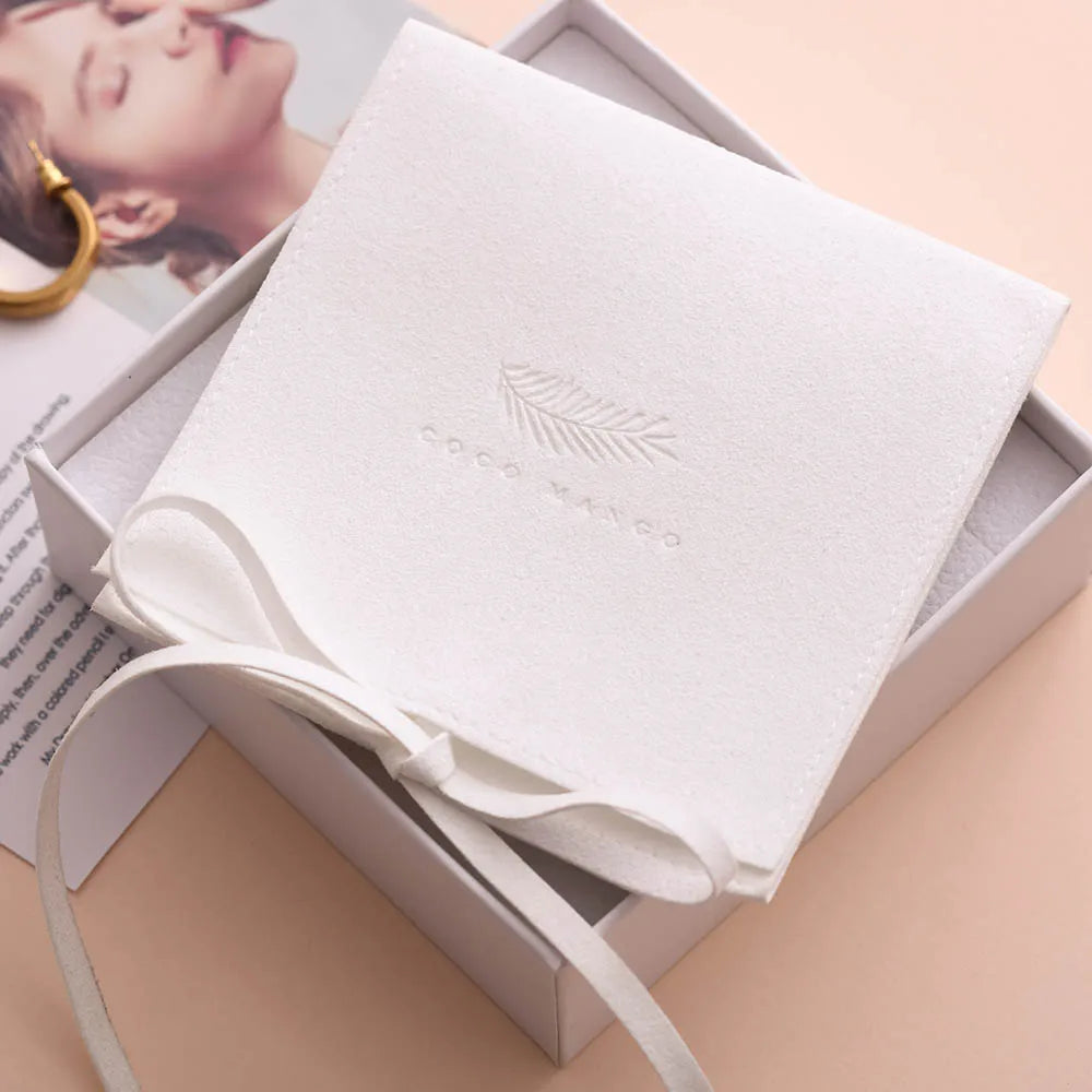Custom Jewelry Packaging Microfiber Pouch Bulk Envelope Luxury Bags With Flap Microfiber Bracelet Earrings Ring Pouch Embossing Logo Gift Bags