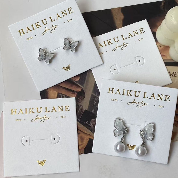 500pcs Semi-Custom Textured Cotton Paper Jewelry Display Cards with Logo – Multiple Styles for Earrings, Necklaces & Accessories