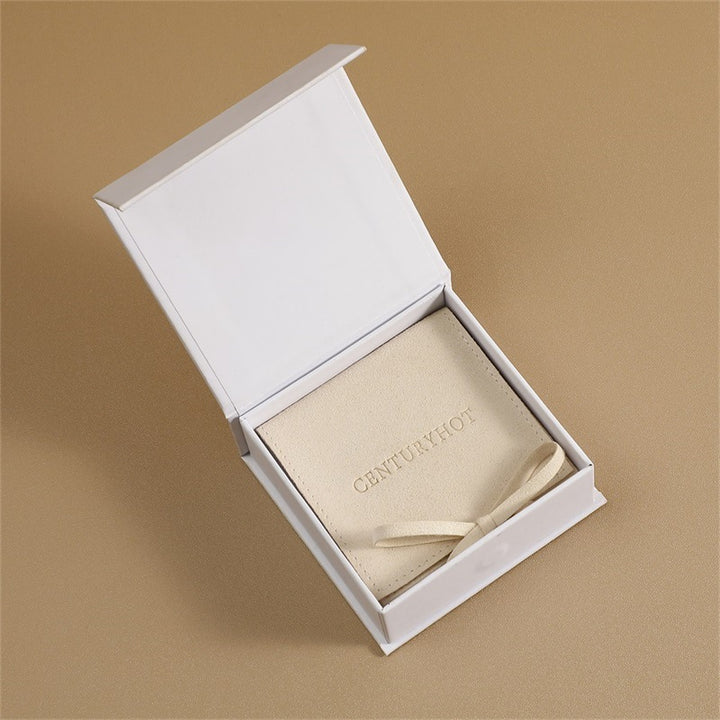 100 Custom Logo Flip Lid Jewelry Box & Microfiber Pouch Sets – Jewelry Packaging for Necklaces, Earrings & Rings