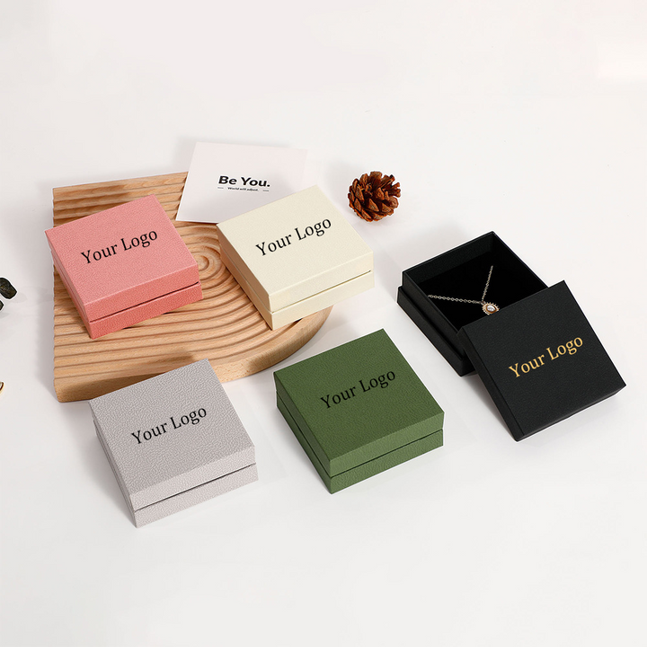 100pcs Custom Logo Rigid Jewelry Boxes – Lid & Base Necked (Shoulder) Style for Luxury Brand Packaging & Presentation