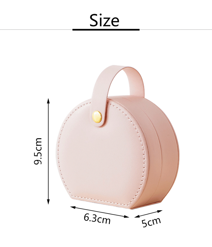 100pcs Custom Logo PU Leather Round-Top Jewelry Travel Case – Mini Case with Snap Handle for Earrings, Rings & Necklaces
