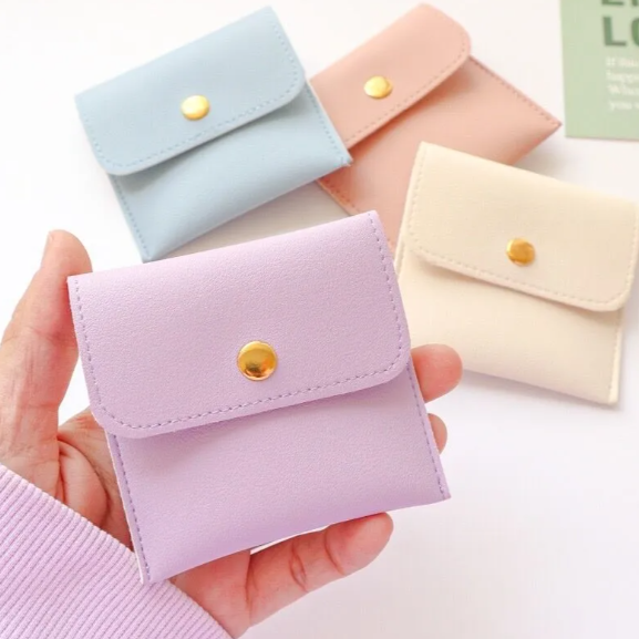100pcs Wholesale Custom Faux Leather Jewelry Pouches – PU Gift Bags with Snap Button & Logo for Rings, Earrings & Necklaces