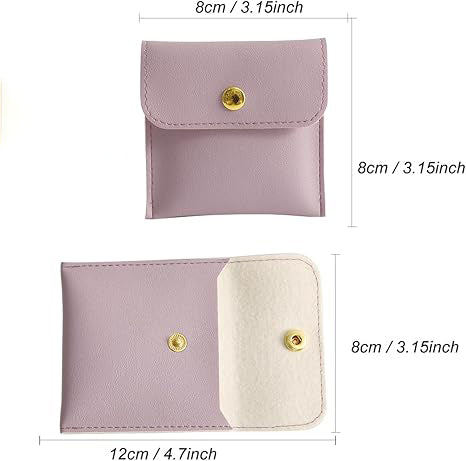 100pcs Wholesale Custom Faux Leather Jewelry Pouches – PU Gift Bags with Snap Button & Logo for Rings, Earrings & Necklaces