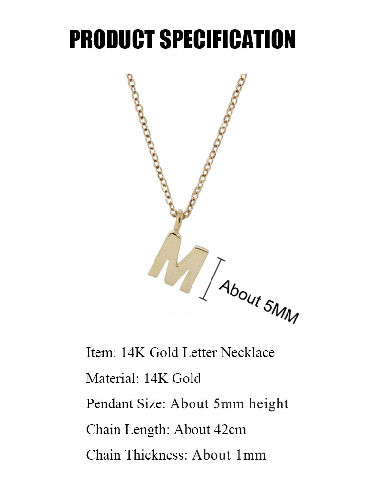Mini Solid 14K Gold Initial Necklace
