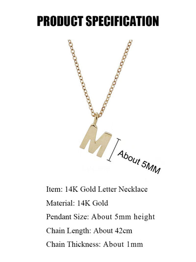 Mini Solid 14K Gold Initial Necklace