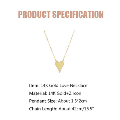 Love Zircon Necklace - 14K Solid Gold