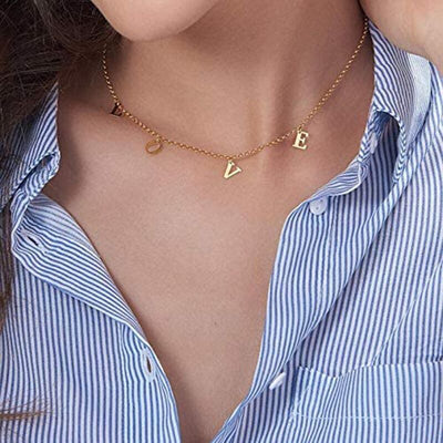 Mini Hanging Spaced Letter Name Necklace - Sold 14K | 18K Gold