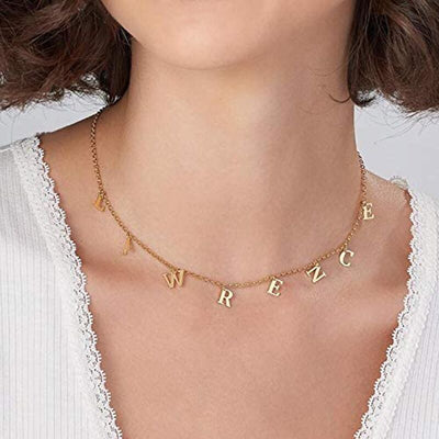 Mini Hanging Spaced Letter Name Necklace - Sold 14K | 18K Gold