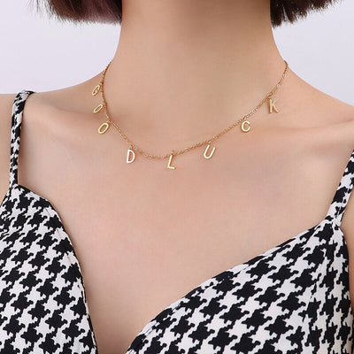 Mini Hanging Spaced Letter Name Necklace - Sold 14K | 18K Gold