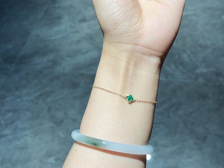 6MM Clover Agate Bracelet - 14K Solid Gold