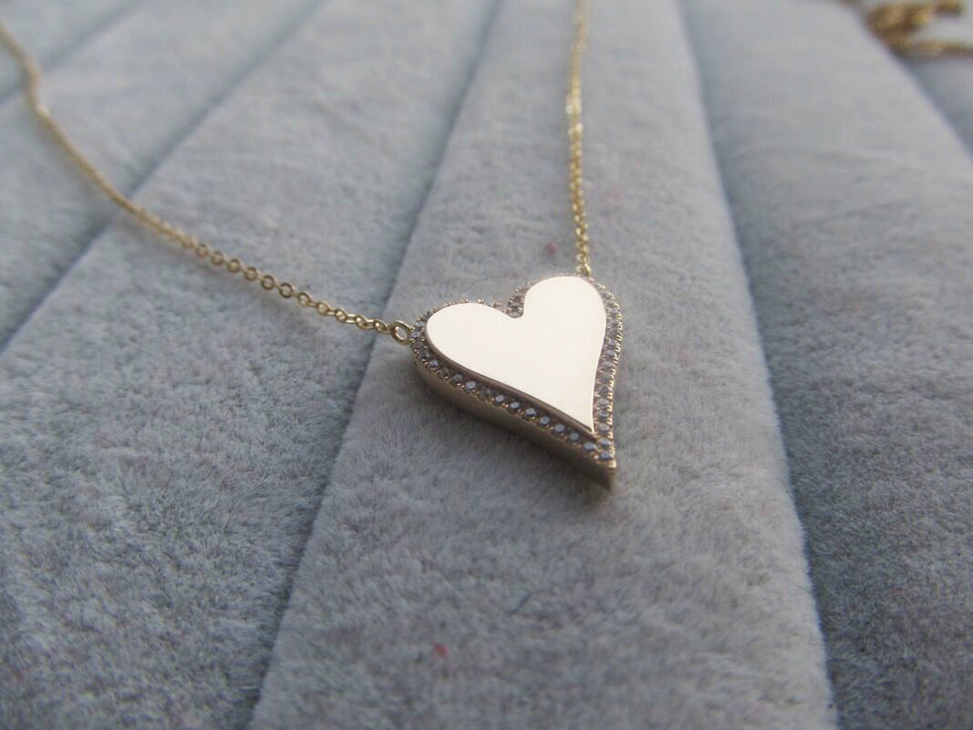 Love Zircon Necklace - 14K Solid Gold
