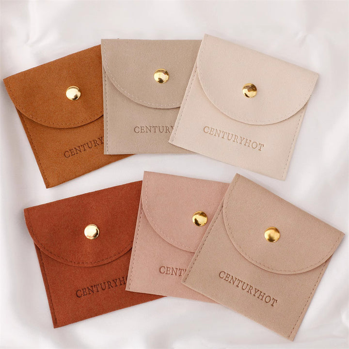 100pcs Custom Logo Embossed Round-Mouth Microfiber Button Bag Wholesale Jewelry Pouches – Ring, Brooch, Earrings, Bracelet & Gift Packaging