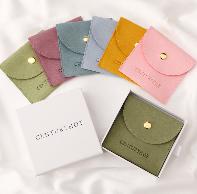 100pcs Custom Logo Embossed Round-Mouth Microfiber Button Bag Wholesale Jewelry Pouches – Ring, Brooch, Earrings, Bracelet & Gift Packaging