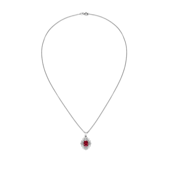 Siliice Jewelry - Ruby Series -  Princess Diana Inspired Ruby Necklace with Gemstones For Women