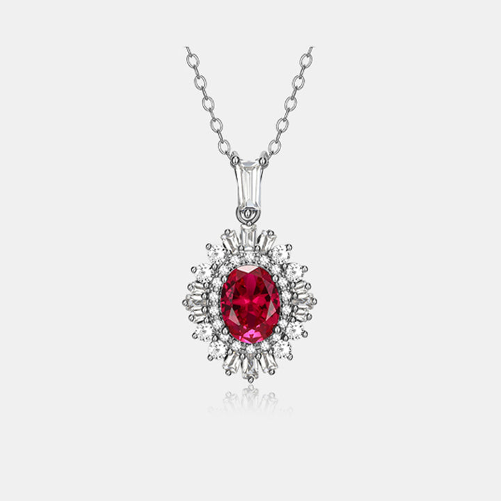 Siliice Jewelry - Ruby Series -  Princess Diana Inspired Ruby Necklace with Gemstones For Women