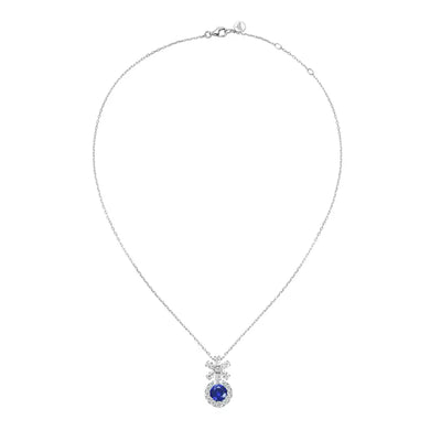 Siliice Jewelry - Sapphire Series -  Royal Blue Necklace Full of Diamonds with Clavicle Chain For Women