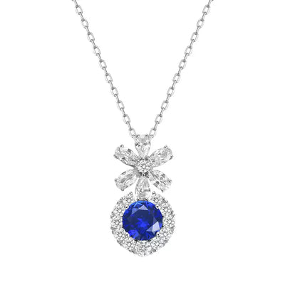 Siliice Jewelry - Sapphire Series -  Royal Blue Necklace Full of Diamonds with Clavicle Chain For Women