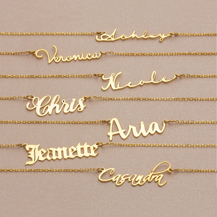 Gold Name Necklace with Box Chai