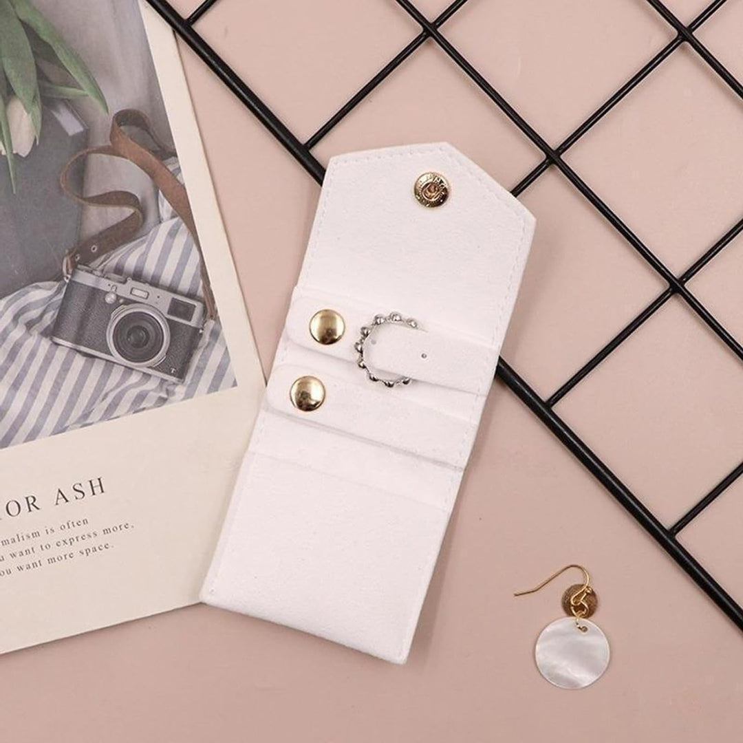 100pcs Custom Embossed Logo Mini Envelope Display Organizer Pouches – Foldable Microfiber Jewelry Bags with Snap Button for Earrings, Rings & Gift Packaging