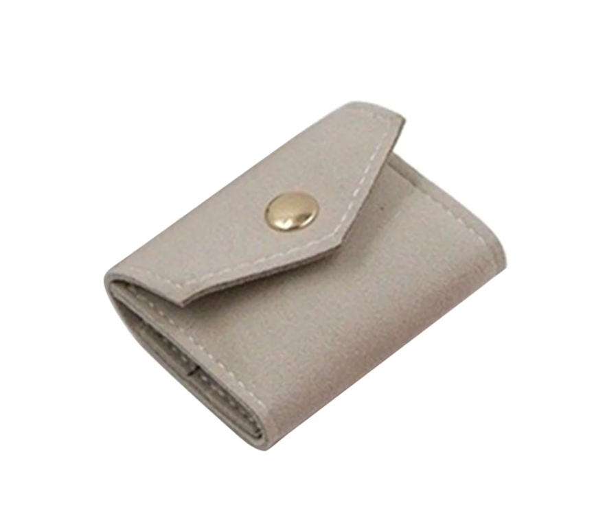 100pcs Custom Embossed Logo Mini Envelope Display Organizer Pouches – Foldable Microfiber Jewelry Bags with Snap Button for Earrings, Rings & Gift Packaging