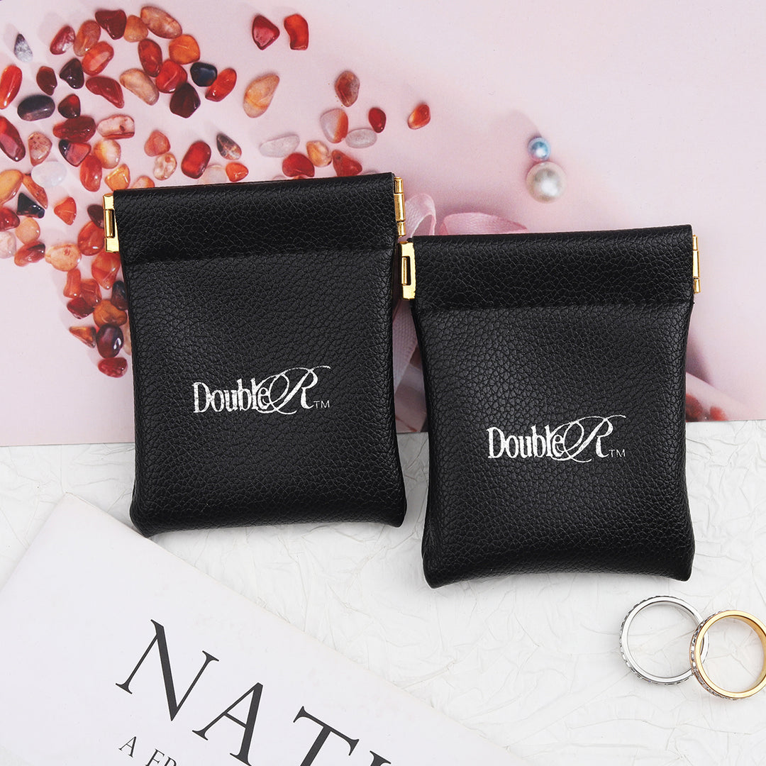 100pcs Wholesale Custom Logo PU Leather Magnetic Jewelry Pouches – Silk Screen Printing Gift & Boutique Packaging
