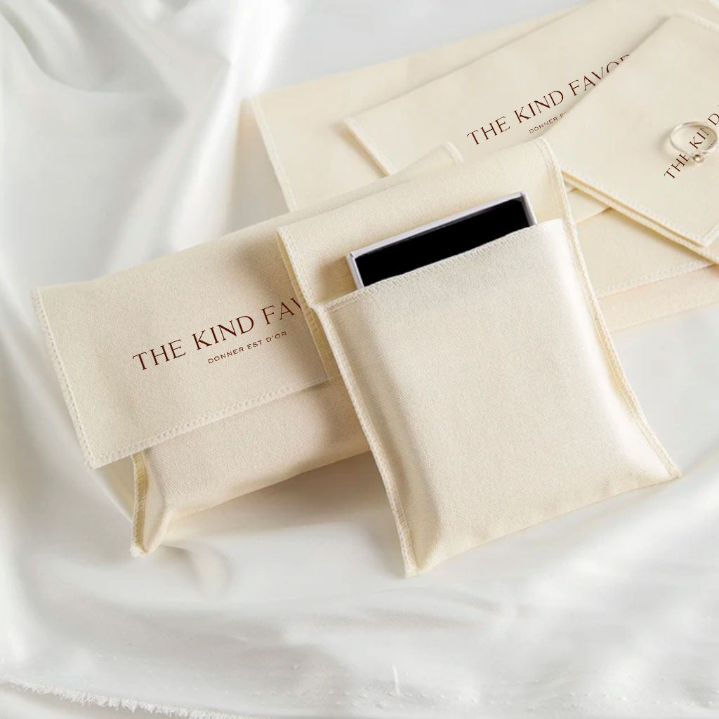 100pcs Custom Logo Herringbone Twill Cotton Envelope Flap Pouch – Handbag Dust Bag, Gift & Retail Packaging
