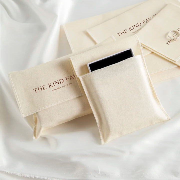 100pcs Custom Logo Herringbone Twill Cotton Envelope Flap Pouch – Handbag Dust Bag, Gift & Retail Packaging