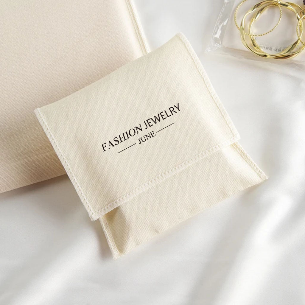 100pcs Custom Logo Herringbone Twill Cotton Envelope Flap Pouch – Handbag Dust Bag, Gift & Retail Packaging