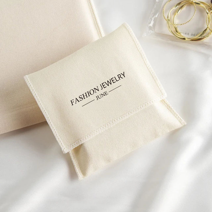 100pcs Custom Logo Herringbone Twill Cotton Envelope Flap Pouch – Handbag Dust Bag, Gift & Retail Packaging