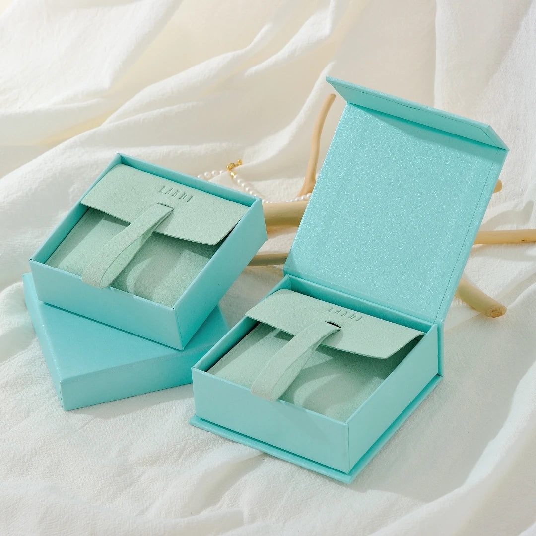 100Pcs Custom Jewelry Packaging Box Flip Cardboard Gift Paper Box With Deboss Logo 3.15x3.15 Inches 8x8cm