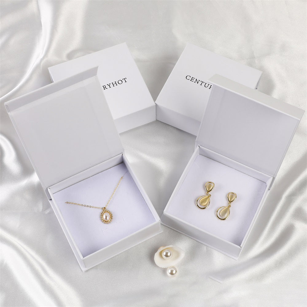 100Pcs Custom Jewelry Packaging Box Flip Cardboard Gift Paper Box With Deboss Logo 3.15x3.15 Inches 8x8cm