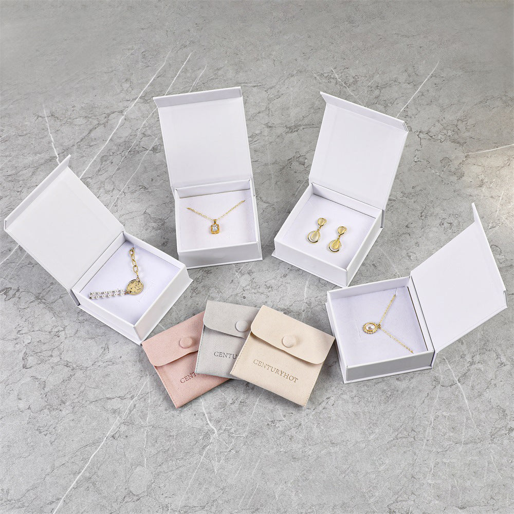 100pcs Custom Logo Flip Top Magnetic Jewelry Packaging Box with Microfiber Pouch for Necklaces, Earrings, Rings, Bracelets, and Small Jewelry Items