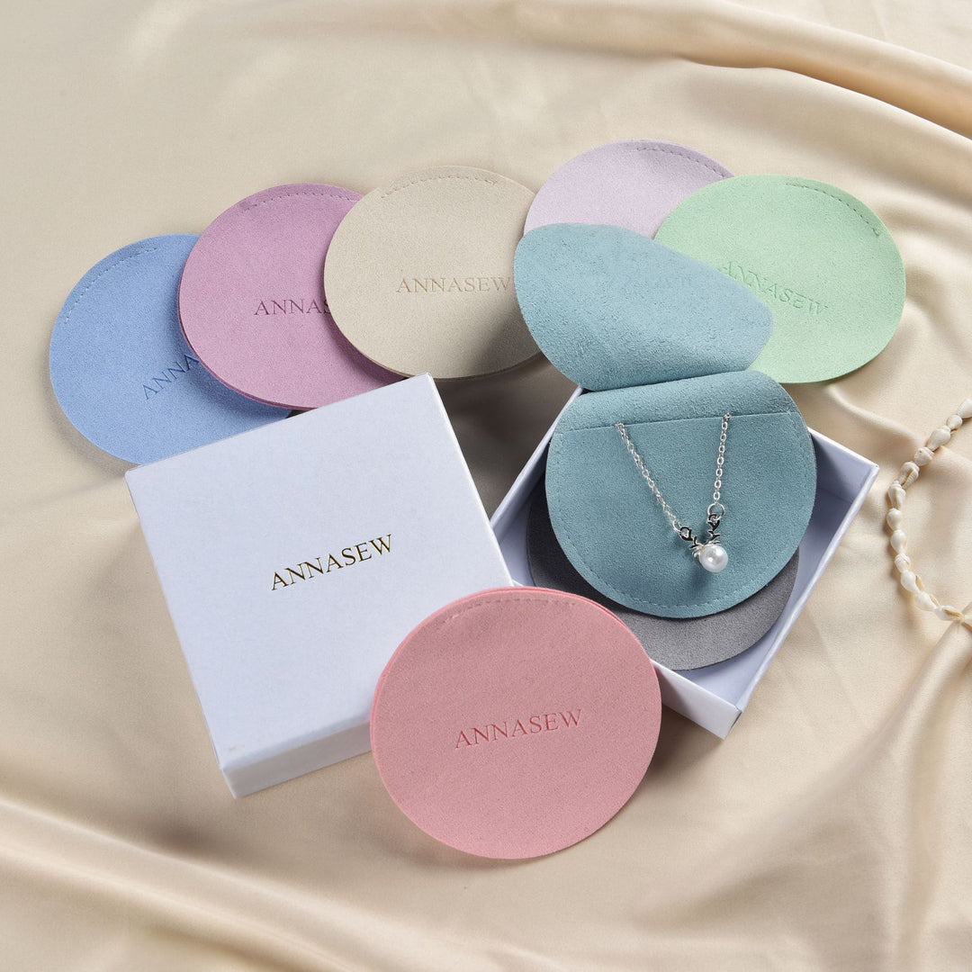 Custom Round Microfiber Jewelry Pouch with Custom Logo Round Envelope Bag Pouch Bulk for Earrings Necklaces Bracelet Ring