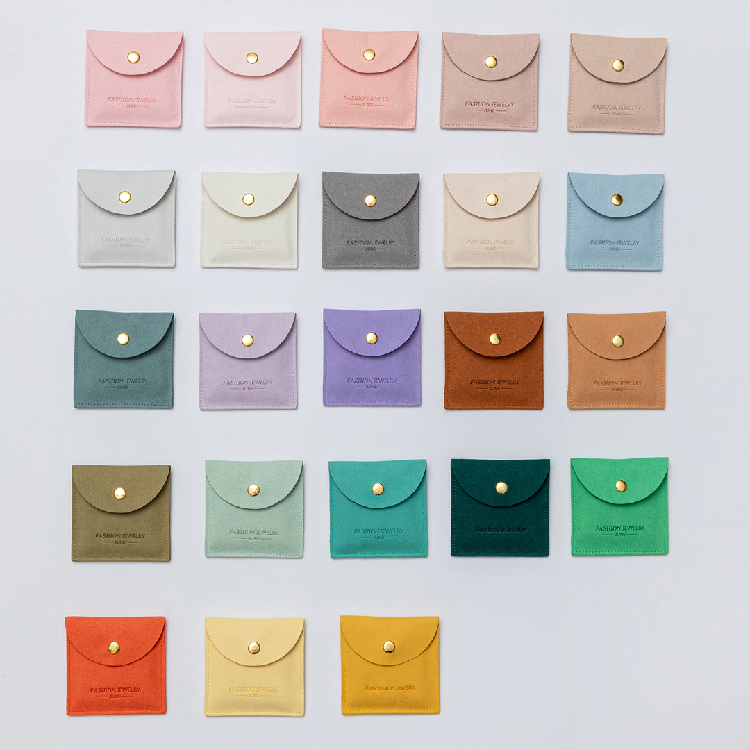 100pcs Custom Logo Embossed Round-Mouth Microfiber Button Bag Wholesale Jewelry Pouches – Ring, Brooch, Earrings, Bracelet & Gift Packaging