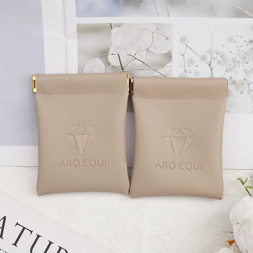 100pcs Wholesale Luxury PU Leather Magnetic Jewelry Pouches – Custom Embossed Logo Boutique Packaging for Rings & Necklaces