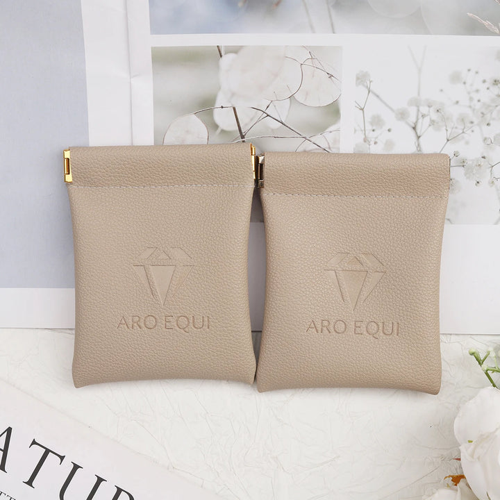 100pcs Wholesale Luxury PU Leather Magnetic Jewelry Pouches – Custom Embossed Logo Boutique Packaging for Rings & Necklaces