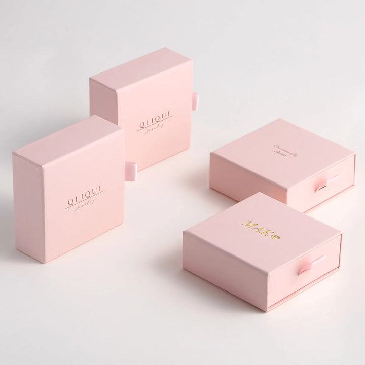 100Pcs Custom Jewelry Packaging Box With Logo Wholesale Jewelry Pouches Bags Drawer Box Packaging Set In Bulk 3.54x3.54 inches 9x9cm