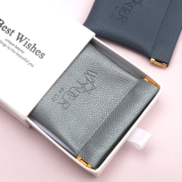 100pcs Wholesale Luxury PU Leather Magnetic Jewelry Pouches – Custom Embossed Logo Boutique Packaging for Rings & Necklaces