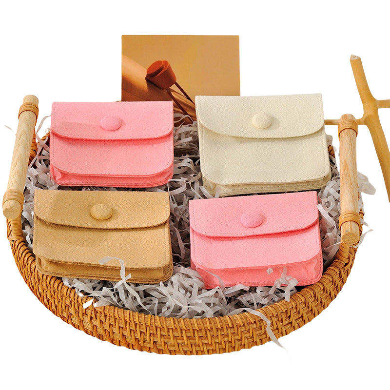 100pcs Custom Debossed Logo Double-Layer Microfiber Button Bags, 3.15×3.15×1" – Wholesale Jewelry Pouches for Rings, Earrings, Bracelets & Gift