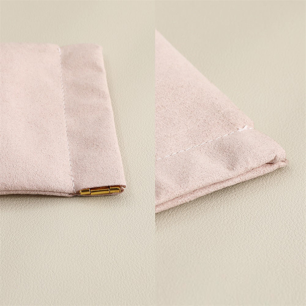 100pcs 9×12cm Luxury Microfiber Spring Frame Jewelry Pouches – Custom Debossed Logo Travel Pouches for Jewelry, Gifts, Retail & Wholesale Packaging