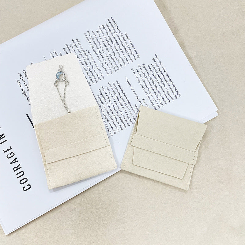 100pcs Custom Microfiber Jewelry Tuck-In Pouch with Insert Card 3x3" (8x8cm) – Luxury Deboss Logo Gift Bag for Earrings & Necklaces, Wholesale