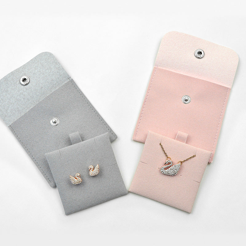 100pcs Custom Microfiber Jewelry Pouch with Pad 3x3" (8x8cm) – Luxury Logo Printed Gift Bag with Button for Earrings & Necklaces, Wholesale