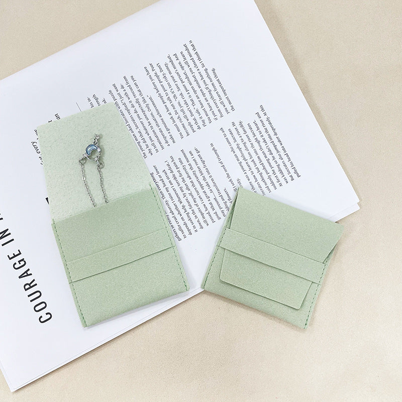 100pcs Custom Microfiber Jewelry Tuck-In Pouch with Insert Card 3x3" (8x8cm) – Luxury Deboss Logo Gift Bag for Earrings & Necklaces, Wholesale