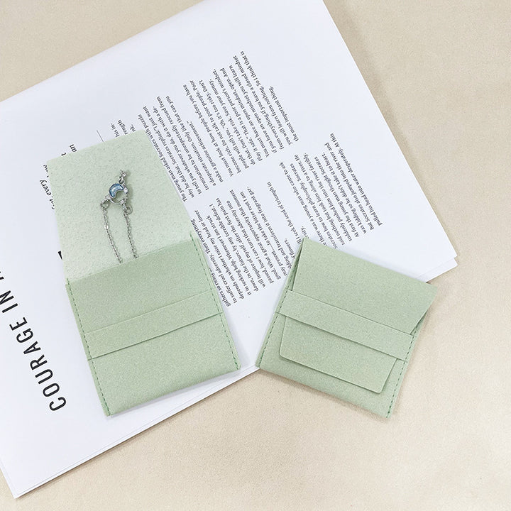 100pcs Custom Microfiber Jewelry Tuck-In Pouch with Insert Card 3x3" (8x8cm) – Luxury Deboss Logo Gift Bag for Earrings & Necklaces, Wholesale