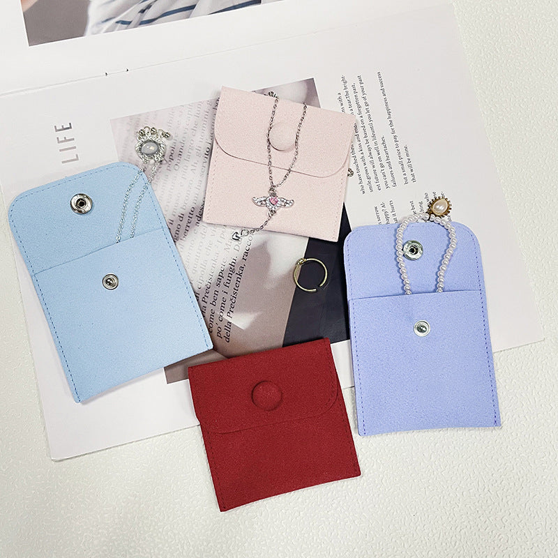 100pcs Custom Microfiber Jewelry Pouch with Pad 3x3" (8x8cm) – Luxury Logo Printed Gift Bag with Button for Earrings & Necklaces, Wholesale