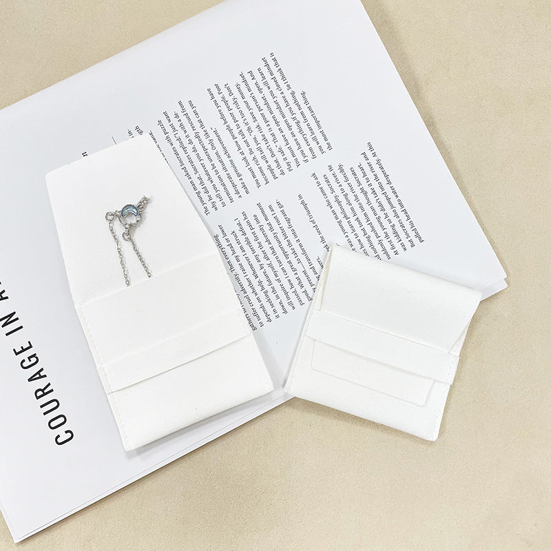 100pcs Custom Microfiber Jewelry Tuck-In Pouch with Insert Card 3x3" (8x8cm) – Luxury Deboss Logo Gift Bag for Earrings & Necklaces, Wholesale