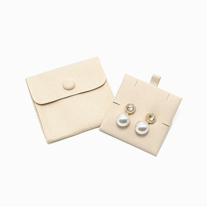 100pcs Custom Microfiber Jewelry Pouch with Pad 3x3" (8x8cm) – Luxury Logo Printed Gift Bag with Button for Earrings & Necklaces, Wholesale