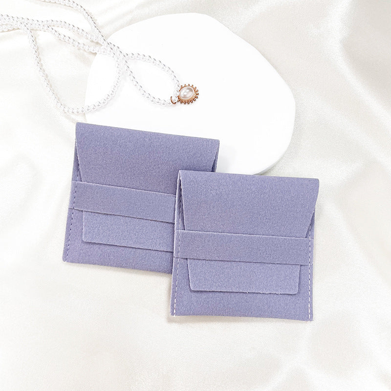 100pcs Custom Microfiber Jewelry Tuck-In Pouch with Insert Card 3x3" (8x8cm) – Luxury Deboss Logo Gift Bag for Earrings & Necklaces, Wholesale